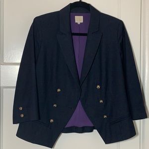 Double-breasted lined navy blazer